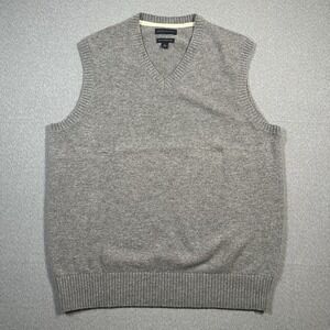 Banana Republic Sweater Vest Mens XL Grey Fine Italian Merino Wool Sleeveless